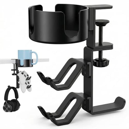 Cup Holder for Desk - Under Desk Cup Holder for Gaming,Controller Holder,360° Rotating Controller Headphone Holder