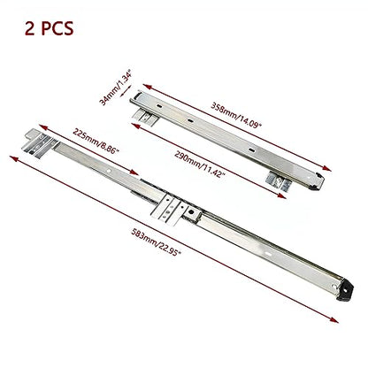 KUMGROT Keyboard Tray Slides 14" Silver Cold Rolled Steel Computer Drawer Tray Ball Bearing Keyboard Slides with Adjustable Height Bracket - color: Silver, size: W:1.38"/T:0.3"