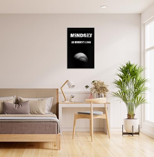SKASNFAI Baseball Pictures Wall Art Mindset is Everything Motivational Poster Print Artwork for Boys Room Decor, Gift for Baseball Lovers Perfect for Sports Themed Bedroom Office Decor (12L x 16W) - color: Sports 01, size: 12"L x 16"W
