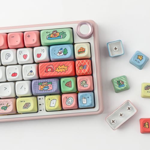 Tsungup MOA Profile Keycaps,126 Keys PBT Cute Funny Smiley Keycaps | Dye-Sublimation Custom Keycap Set with Keycap Puller for Cherry Gateron MX Swithes Mechanical Keyboards - color: Smiley