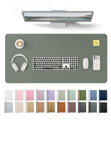 YSAGi Leather Desk Protector, Office Mat, Large Mouse Mat, Non-Slip PU Leather Blotter, Laptop Desk, Waterproof Writing Pad for Office and Home (Dark Green, 31.5" x 15.8") - color: Dark Green, size: 31.5" x 15.8"