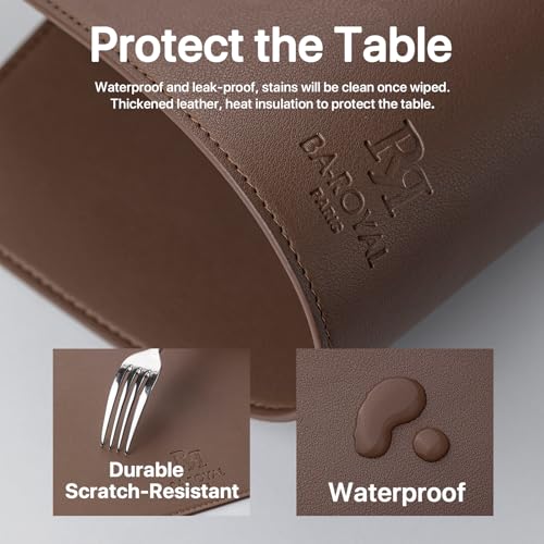 Baroyal Faux Leather Placemats Set of 6 Vinyl Washable Wipeable Table Mats for Kitchen Dining Table Heat Resistant Waterproof Modern Indoor/Outdoor Placemats Non-Slip Easy Clean Place Mats (Chocolat) - color: B-chocolat