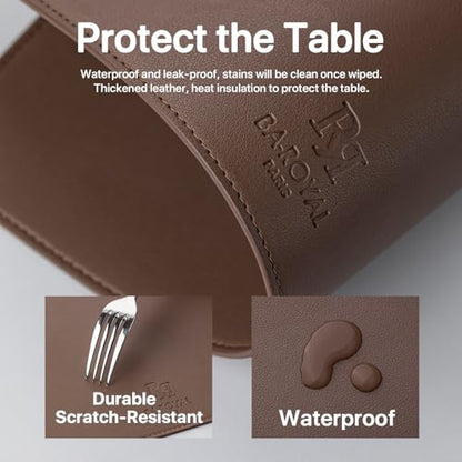 Baroyal Faux Leather Placemats Set of 6 Vinyl Washable Wipeable Table Mats for Kitchen Dining Table Heat Resistant Waterproof Modern Indoor/Outdoor Placemats Non-Slip Easy Clean Place Mats (Chocolat) - color: B-chocolat
