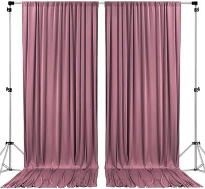 AK TRADING CO. 10 feet x 8 feet IFR Polyester Backdrop Drapes Curtains Panels with Rod Pockets - Wedding Ceremony Party Home Window Decorations - Dusty Rose - color: Dusty Rose