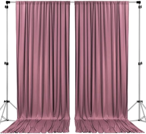 AK TRADING CO. 10 feet x 8 feet IFR Polyester Backdrop Drapes Curtains Panels with Rod Pockets - Wedding Ceremony Party Home Window Decorations - Dusty Rose - color: Dusty Rose