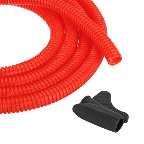 MECCANIXITY 3/8 Inch 10ft Split Wire Loom Tubing, Flexible Cord Protectors with Installation Tool Cable Management Sleeve Conduits Cover for Office Home Electrical Automotive Wires, Red - color: Red, size: 3/8 Inch 10ft