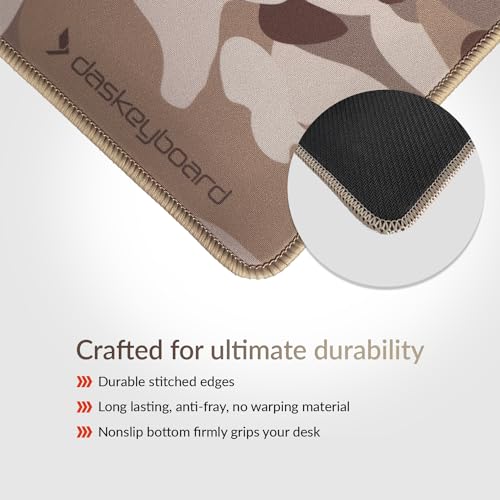 Das Keyboard Large Gaming Mouse Pad Desk Mat with Stitched Edge - Non Slip Base - Waterproof - Premium Cloth Mousepad for Home Work Gaming - Desert Camo - color: Desert Camo