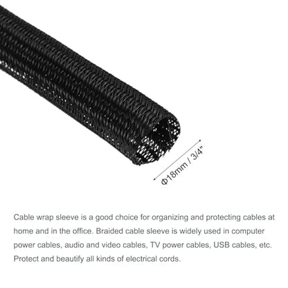 MECCANIXITY Split Sleeve Wire Loom 3/4" 25Ft Black Self Wrapping Braided Sleeve UL94-V2 Fireproof PET Sleeving for Automotive, Home Cable Management - color: Black, size: 3/4 Inch x 25Ft