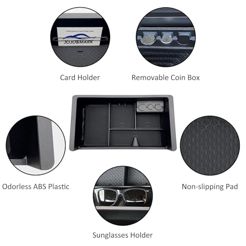 Center Console Organizer Tray Compatible with 2014-2018 GMC Sierra Accessories, (2015-2020) Yukon/Chevy Tahoe Silverado Suburban, Armrest Storage Box Replaces 22817343(Black) - color: Black