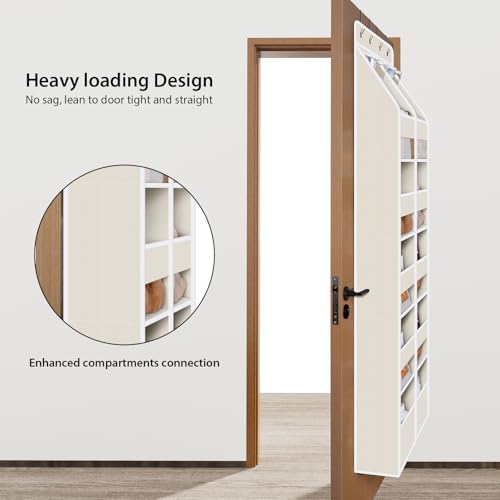 Univivi 6-Shelf Baby Door Storage Over Door Fabric Hanging Organizer with 10 Deep Pockets and 4 Small PVC Pockets Wall Mount Hanging Storage Organizers for Baby Essential (Beige) - color: Beige (Upgraded), size: 6 LAYER