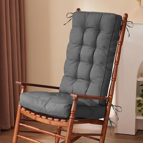 IPYNBAP Rocking Chair Cushion, Waterproof and Fade-Resistant Patio Chair Cushions, Tufted Chair Pads for Rocker Furniture, 18x18 Inch, Indoor/Outdoor Seat Cushions with Ties, Dark Grey - color: Dark Grey, size: 18"X18"/28"X18"