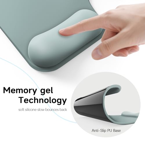 Ergonomic Mouse Pad with Gel Wrist Rest (1"& 1.2" Dual Height) - Cyan Mouse Pads Compact Mousepad Desk Mat Office, Gaming & Carpal Tunnel Relief | Non-Slip Rubber Base - color: Cyan