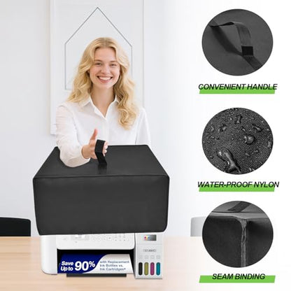 Printer Dust Cover for Epson EcoTank ET-4800, Heavy-Duty 600D Nylon Printer Protector – Waterproof Anti-Static Dustproof Printer Cover Case (15×15.8×9.8in) (Black) - color: Black