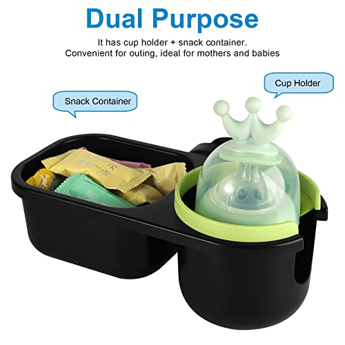 Accmor Stroller Cup Holder with Tray, Universal Cup Holder Tray for Uppababy Nuna Doona Strollers, Bottle Drinks Holder for Stroller, Wheelchair, Walker - style: Tray-2 in-1-Green