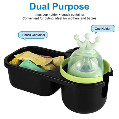 Accmor Stroller Cup Holder with Tray, Universal Cup Holder Tray for Uppababy Nuna Doona Strollers, Bottle Drinks Holder for Stroller, Wheelchair, Walker - style: Tray-2 in-1-Green