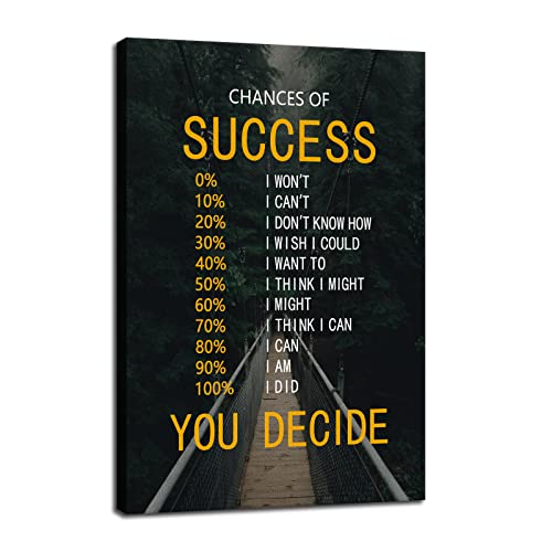 Chances of Success Inspirational Canvas Wall Art Motivational Positive Poster Inspiring Painting Prints Wall Pictures for Office Living Room Home Decor Framed Artwork [12''W x 18''H] - color: Inspirational-15, size: 18"L x 12"W