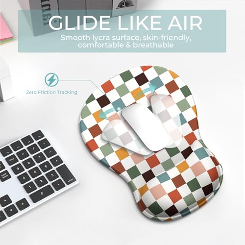 AKIT 3-in-1 Ergonomic Mouse Pad with Wrist Support & Keyboard Wrist Rest Set, Premium Memory Foam Mousepad with Coaster, Pain Relief for Office, Home, Gaming - [Anti-Slip & Breathable Lycra], Plaid - color: Plaid