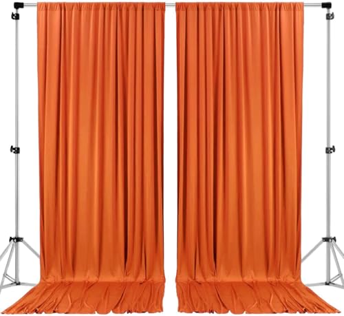 AK TRADING CO. 10 feet x 8 feet Polyester Backdrop Drapes Curtains Panels with Rod Pockets - Wedding Ceremony Party Home Window Decorations - Orange (DRAPE5X8-ORANGE) (Pack of 2) - color: Orange