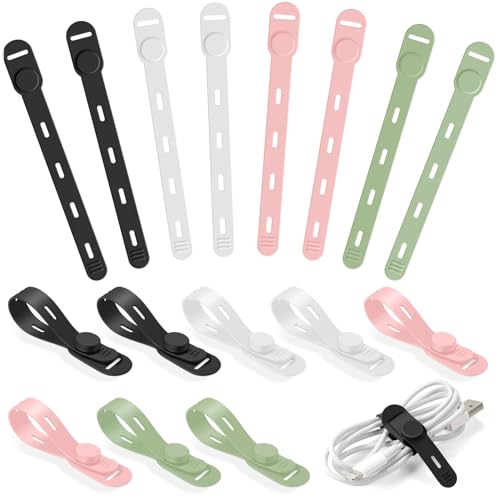 OneLeaf Reusable Silicone Cable Ties, Soft Cord Bundlers for USB Chargers, Kitchen Appliance, Adjustable Wire Management Straps with Secure Buckle, Travel Tech & Cruise Essentials Keepers, Multicolor - color: Multicolor