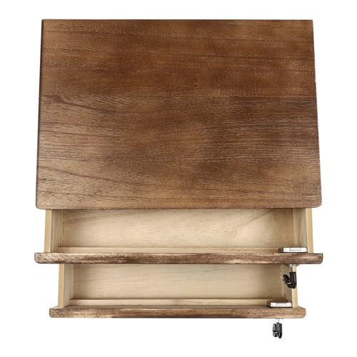 Wooden Desk Organizer with Drawers & Lock, Desktop Countertop Storage Cabinet Lockable Home Office Supplies File Tabletop Organizing Unit (2 Drawer - Retro Walnut) - style: 2 Drawer - Retro Walnut