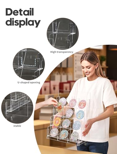 Acrylic Sticker Display Stand, Sticker Holder Display for Vendor Events, Card Rack Display Stand, Portable Display Rack