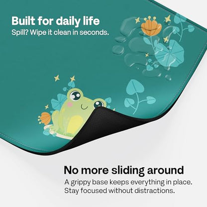 Pixio Mouse Pads - 36 x 16 inch XXL Lilly Frogs Green Multifunctional Large Desk Mats for Gaming, Office, Desktop Anti-Slip Waterproof Washable Computer Mouse Mat - color: Green Lilly Frogs