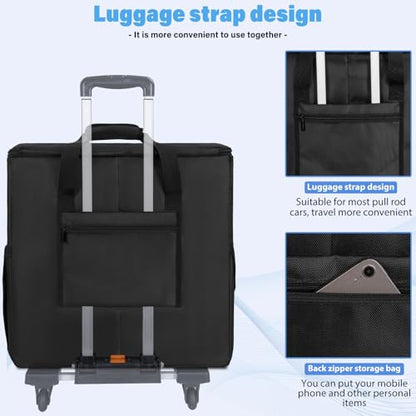 AKOZLIN PC Travel Case Desktop Carrying Case PC Bag Padded Nylon Carry Tote Bag for Transporting Computer Tower PC Chassis Keyboard Mouse Accessories Black - color: Black