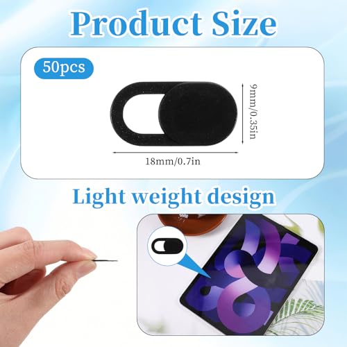 50 Pcs Webcam Cover Slide, 0.023 Inch Ultra-Thin Universal Laptop Camera Cover Slide for Laptop, Computer, Phone Protect Your Privacy and Security