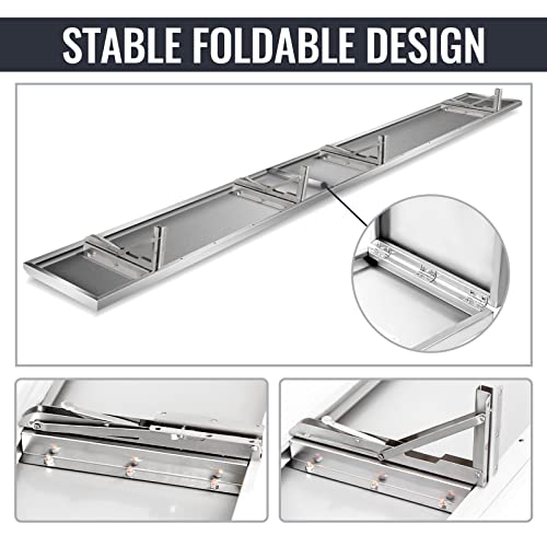 Concession Shelf 96L x 12W Inch, Stainless Steel Drop Down Folding Serving Food Shelf Stand Serving for Concession Windows - size: 96L x 12W