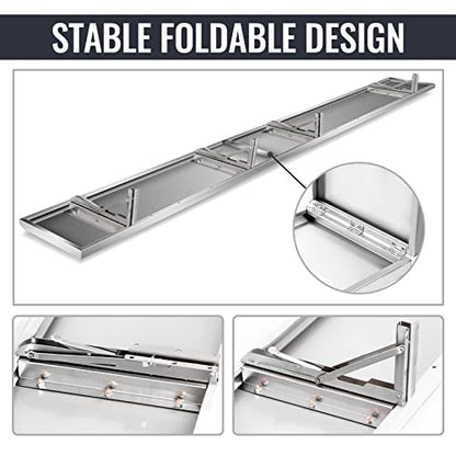 Concession Shelf 96L x 12W Inch, Stainless Steel Drop Down Folding Serving Food Shelf Stand Serving for Concession Windows - size: 96L x 12W