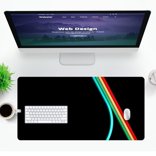 VNDL ARC Neon Gaming Mouse Pad XXL Extra Large Extended Non Slip - XL Mouse Mat, Black, Red, Green, Blue Microfiber Cloth, Rubber, 31.5 x 15.7 in - color: ar1