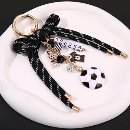 PHALIN Football Baseball Basketball Golf Bag Charms Keychain for Women Men Bow Purse Charm Sport Mom Gifts - style: Soccer-1