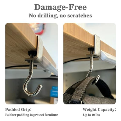 Adjustable Metal Table Hooks for Hanging Purses and Headphones on the Desk at Home and Office, 8-Pack - size: 8 Pack
