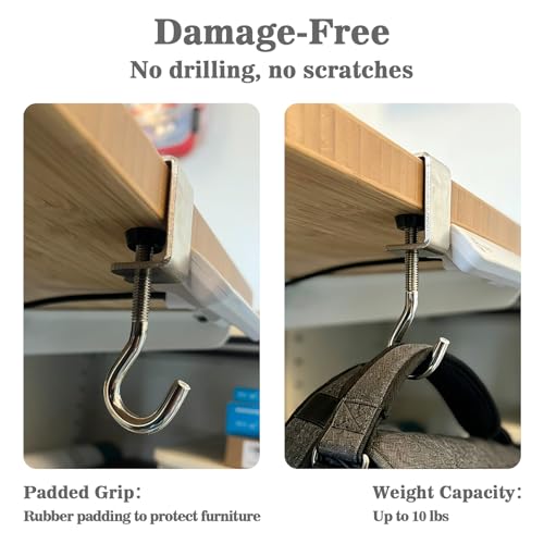 Adjustable Metal Table Hooks for Hanging Purses and Headphones on the Desk at Home and Office, 4-Pack - size: 4 Pack