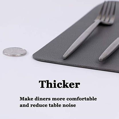 Wipeable Placemats Leather Table Mats Waterproof Heat-Resistant Easy to Clean for Dining Table Set Kitchen Table (2, Grey) - color: Gray, size: set of 2