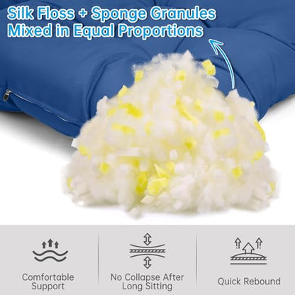 Adirondack Chair Cushion Tufted Waterproof Outdoor Rocking Chair Cushions with Ties Anti-Slip High Back Patio Chair Cushions for Patio Furniture Cushions - color: Blue