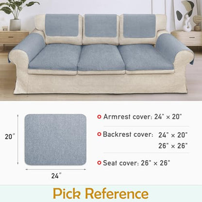 Couch Arm Covers, Waterproof Armrest Cover for Sofa, Loveseat, Armchair, Non-Slip Recliner Arm Cover, Sofa Arm Covers, Headrest Cover, Arm Chair Covers Set of 2 (Gray-Blue, 24"×20") - color: Gray-blue, size: 24" x 20" - 2 pcs