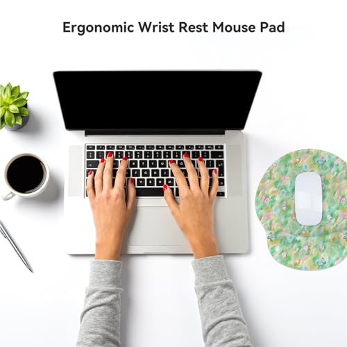 RICHEN Ergonomic Mouse Pad with Wrist Support,Non-Slip Rubber Base for Computer Laptop & Mac,Lightweight Rest for Home,Office & Travel (Green and Buttflies) - color: Green and Buttflies