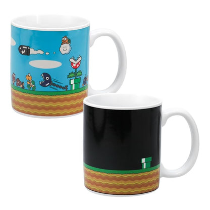 Paladone Super Mario Level Heat Changing Coffee Mug - Licensed Nintendo Merchandise - Gift for Gamers, Nerds, Nintendo Mario Fans, Men, and Retro Game Enthusiasts - 10 Ounces