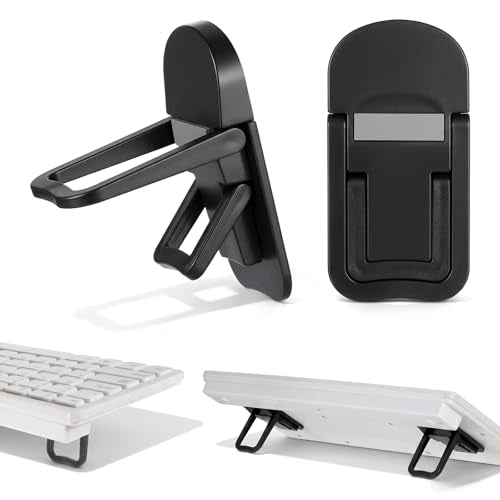 4 Pcs Keyboard Riser Tilt, Mini Foldable Keyboard Prop Up Stand with 2 Angle Settings, Plastic Adjustable Holder for Most Keyboards (Black)