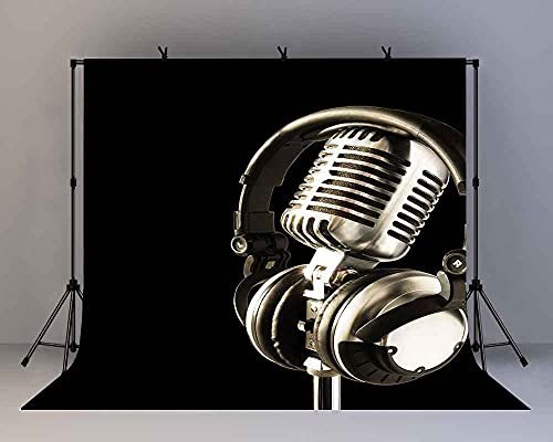 10x10ft Microphone Backdrop Headset Photography Background for Birthday Party Decor Banner Photo Booth Studio Props BJAY15 - size: 10x10FT