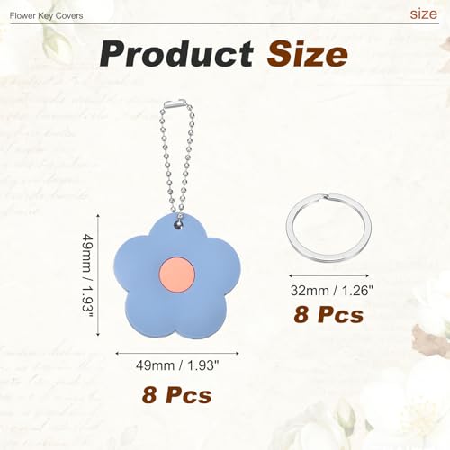 PATIKIL 8Pcs Key Covers Caps, PVC Flower Key Identifiers Markers Tags Covers Case Shell Head Protector Caps Toppers for 1.26" Flat for Office House Apartment Accessories, Blue - color: Blue, size: 1.26"