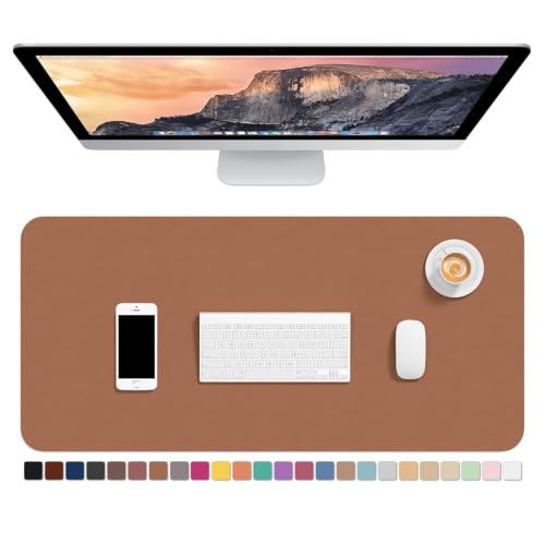 Hsurbtra Desk Pad, 30" x 14" PU Leather Desk Mat, XL Extended Mouse Pad, Waterproof Desktop Blotter Protector, Non-Slip Ultra Thin Large Laptop Keyboard Writing Mat for Office Home, Dark Apricot - color: Dark Apricot, size: 30" x 14"