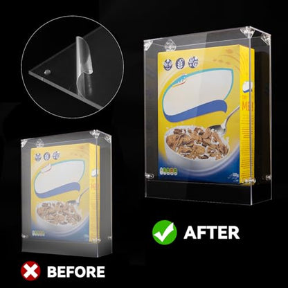 Cereal Box Display Case, 10.6 x 4 x 13.7 Clear Acrylic Display Box Memorabilia Display Case & Storage Sports