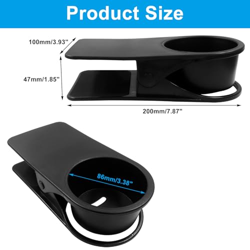 Jiozermi Drinking Cup Holder Clip, Desk Drink Holder with Clip for Water, Soda, Coffee Cup (Black) - color: Black（Without Side Hole）