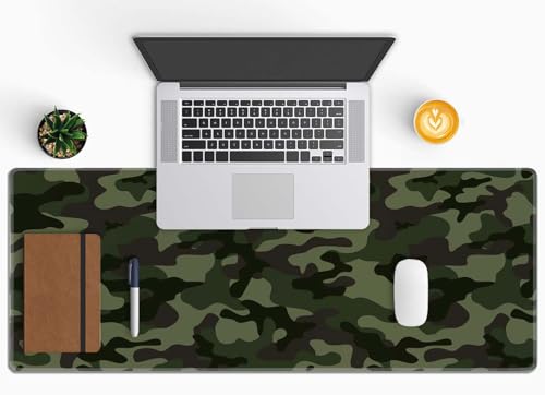 Camouflage Desk Mat Green Mouse Pad Large Gaming Mousepad XL 31.5''X 11.8'' Deskpad Cute Desk Accessories - color: Green Camouflage