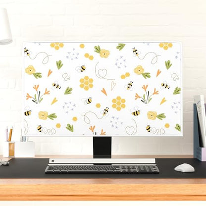 Bee Waterproof Screen TV Cover 37,38,39 Inch Spring Summer Honey Flowers Botanical TV Display Screen Cover Antistatic Water Resistant Television Covers Dustproof Protective，Yellow Design - color: yellow, size: 37-39 Inch for tv cover