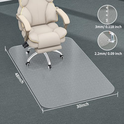 2Pcs Office Chair Mat for Carpet, 30" X 48" X 0.09" Desk Chair Mat for Carpet Floors, Clear Rolling Chair Mats with Non-Slip Studded for Home and Office Low Pile Carpets - size: 2 PCS-30" X 48" Carpet