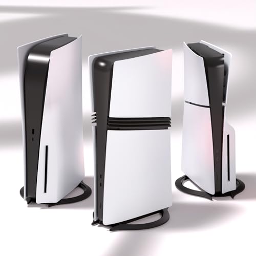 playvital Vertical Stand for ps5/Slim/ps5 Pro Console, Non-Slip Base, Black | Space-Saving,Cooling Improved, Anti-slip pads, Stable Stand, Vertical Mount Base Accessories, for Console Disc & Digital - color: Black