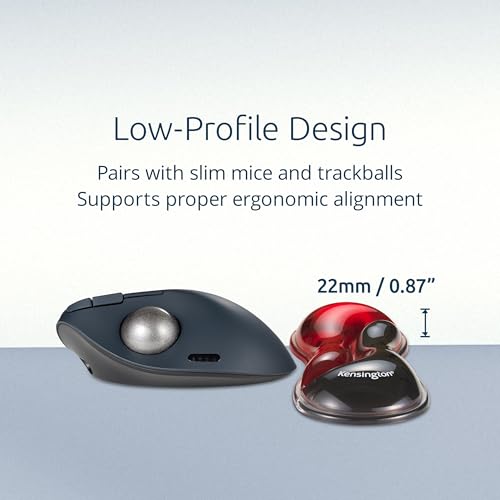 Kensington Slim Duo Gel Mouse Wrist Rest Support Cushion for Low Profile Mice & Trackballs, Ergonomic Mouse Wrist Support for Pain Relief, Comfortable Non-Skid Gel, Red 7.56" x 2.83" x 0.87" K62440NA - color: Red, style: Mouse Wrist Rest